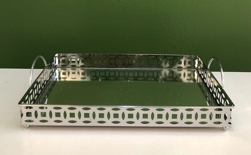 Bandeja metal rectangular base vidrio